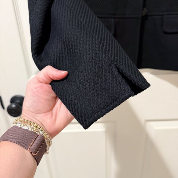 Talbots Ribbed Twill 100% Cotton Black Blazer Jacket Pockets Classic Career 4 - Picture 7 of 12